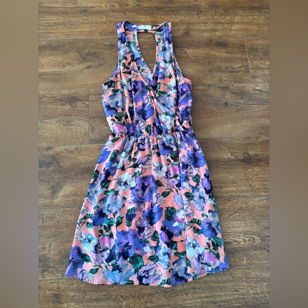 Lush Floral Midi Dress - Pink and Purple